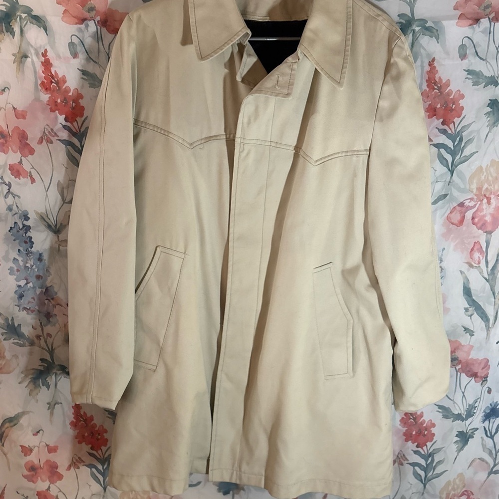 Vintage Men's Classic Cream Trench Coat